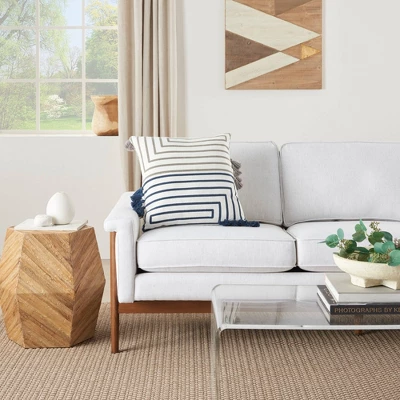 18"x18" Life Styles Geometric Lines Square Throw Pillow Light Gray/Navy - Mina Victory 2 18"x18" Life Styles Geometric Lines Square Throw Pillow Light Gray/Navy - Mina Victory - Image 2