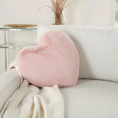 Rabbit Faux Fur Heart Throw Pillow Blush - Mina Victory 2 Rabbit Faux Fur Heart Throw Pillow Blush - Mina Victory - Image 2