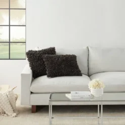 14"x20" Oversize Shag Chindi Short Cut Lumbar Throw Pillow Charcoal - Mina Victory -Mina Comfort Outlet Store GUEST 8ed3fcaf 8c9e 4537 82b6 7a678ac9dc1b