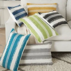 Woven Striped And Dots Indoor/Outdoor Throw Pillow - Mina Victory -Mina Comfort Outlet Store GUEST 900e8ac2 f399 4d8f b70e 2654e80adc10