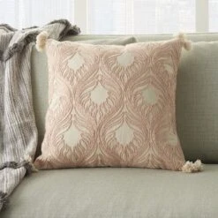 Mina Victory Life Styles Embroidered Feathers 18" X 18" Indoor Throw Pillow -Mina Comfort Outlet Store GUEST 92d60313 76e5 45dd 9f0e 9bf21e4670ee