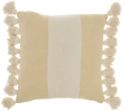 Mina Victory Life Styles Color Block Stripes With Tassel 18"x18" Indoor Throw Pillow -Mina Comfort Outlet Store GUEST 93a1da87 ec6b 4e7f 8b25 f911a9172300