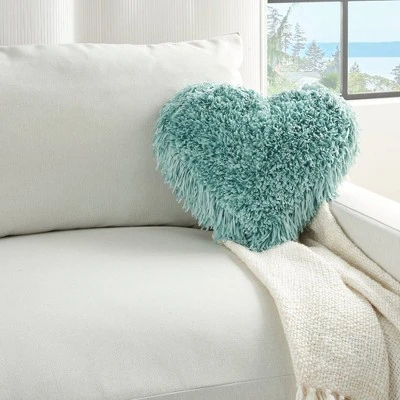 Shag Frame Heart Throw Pillow Blue - Mina Victory 2 Shag Frame Heart Throw Pillow Blue - Mina Victory - Image 2