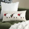 Mina Victory Holiday Applique Sheep 12" X 24" Beige Throw Pillow