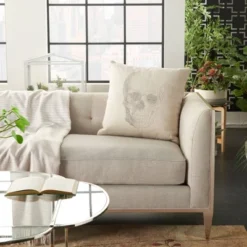 20"x20" Oversize Life Styles Printed Skull Square Throw Pillow Natural - Mina Victory -Mina Comfort Outlet Store GUEST a26f20ab e382 4493 9881 c473fd2b89a0