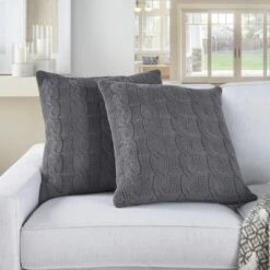 Mina Victory Life Styles Cotton Knitted 18"x18" Indoor Throw Pillows Set Of 2 -Mina Comfort Outlet Store GUEST a9e21df7 4829 4b54 90b5 eebcbfbc3c8b