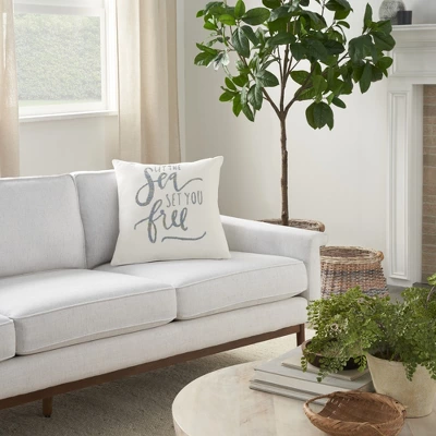 Mina Victory Life Styles Sea Set Free 18" X 18" White Indoor Pillow Cover 4 Mina Victory Life Styles Sea Set Free 18" X 18" White Indoor Pillow Cover - Image 4