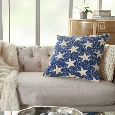 20"x20" Oversize Printed Stars Square Throw Pillow Navy - Mina Victory 1 20"x20" Oversize Printed Stars Square Throw Pillow Navy - Mina Victory