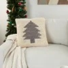 20"x20" Oversize Christmas Tree Loops Square Throw Pillow Ivory/Gray - Mina Victory