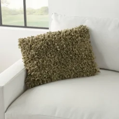 14"x20" Oversize Shag Chindi Short Cut Lumbar Throw Pillow Sage - Mina Victory -Mina Comfort Outlet Store GUEST ae8c7703 8286 4c11 b8db dbc6aeb94ddc