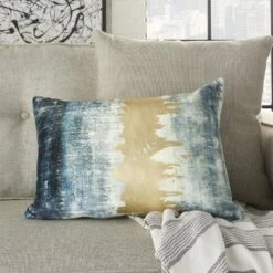 Mina Victory Luminecence Metallic Ombre Strip Teal Throw Pillow - 14"X20" -Mina Comfort Outlet Store GUEST b1bbaa99 b27f 46ba be5a 9f99075ee133