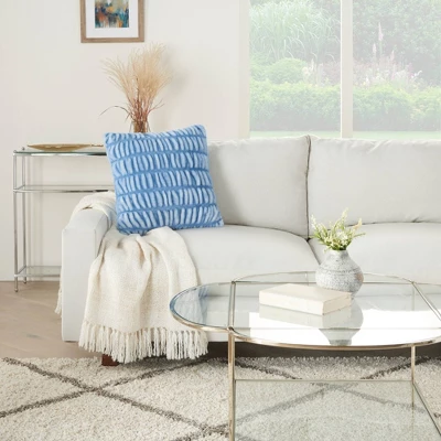 20"x20" Oversize Faux Fur Ruched Rabbit Square Throw Pillow - Mina Victory 3 20"x20" Oversize Faux Fur Ruched Rabbit Square Throw Pillow - Mina Victory - Image 3