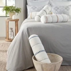 6"x20" Oversize Life Styles Braided Striped Cylinder Throw Pillow - Mina Victory