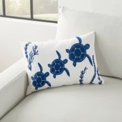 14"x20" Oversize Life Styles Towel Embroidered 3 Sea Turtles Lumbar Throw Pillow Navy - Mina Victory -Mina Comfort Outlet Store GUEST b9c2a83b 0d7f 4dfb 9282 75f268f68726
