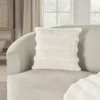 Mina Victory Faux Fur Knit Stripes 20" X 20" Ivory Indoor Throw Pillow