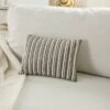 10"x14" Luminescence Beaded Vertical Striped Lumbar Throw Pillow Pewter - Mina Victory