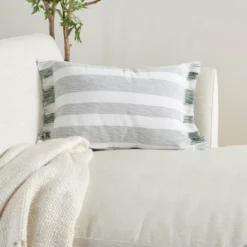 Life Styles Chambray Striped Throw Pillow - Mina Victory -Mina Comfort Outlet Store GUEST bee3516f 9619 4337 9fd3 5539f3faab52