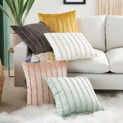 Sofia Beaded Striped Throw Pillow - Mina Victory 1 Sofia Beaded Striped Throw Pillow - Mina Victory
