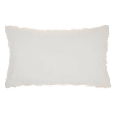 Oversized Chiffon Roses Faux Fur Throw Pillow Ivory - Mina Victory 2 Oversized Chiffon Roses Faux Fur Throw Pillow Ivory - Mina Victory - Image 2