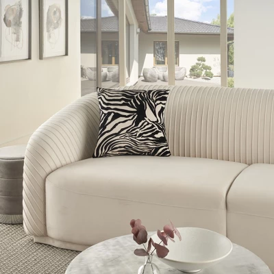 Mina Victory Sofia Jaquard Zebra Velvet 18" X 18" Black Indoor Throw Pillow 2 Mina Victory Sofia Jaquard Zebra Velvet 18" X 18" Black Indoor Throw Pillow - Image 2