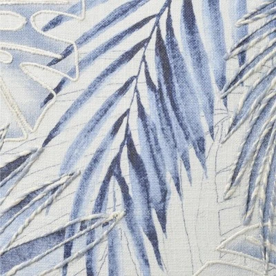Mina Victory Life Styles Embroidered Palms 18" X 18" Blue Indoor Pillow Cover 3 Mina Victory Life Styles Embroidered Palms 18" X 18" Blue Indoor Pillow Cover - Image 3