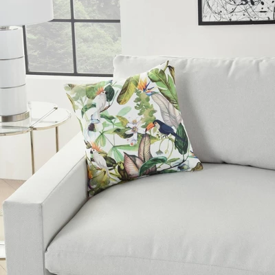 18"x18" Reversible Indoor/Outdoor Jungle And Cubes Pattern Square Throw Pillow - Mina Victory 3 18"x18" Reversible Indoor/Outdoor Jungle And Cubes Pattern Square Throw Pillow - Mina Victory - Image 3