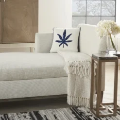 Mina Victory Royal Palm NS249 Indigo 16"X16" Throw Pillow