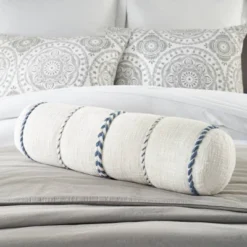 6"x20" Oversize Life Styles Braided Striped Cylinder Throw Pillow - Mina Victory -Mina Comfort Outlet Store GUEST cb47aefd 495e 4026 9ec2 58e191d15257