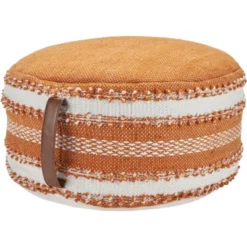 Mina Victory Woven Stripes Outdoor Pouf With Handle -Mina Comfort Outlet Store GUEST cf0dfe6a 137a 465b a512 94737bfe25c5