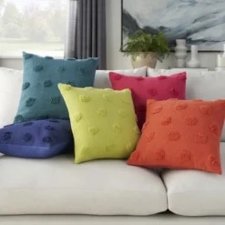 Mina Victory Life Styles Tufted Dots Solid Indoor Throw Pillow 18x18 -Mina Comfort Outlet Store GUEST d09ef6ed 8771 4882 83a4 b3f0c817087e