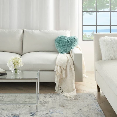 Shag Frame Heart Throw Pillow Blue - Mina Victory 3 Shag Frame Heart Throw Pillow Blue - Mina Victory - Image 3