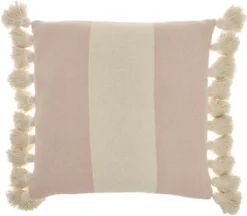 Mina Victory Life Styles Color Block Stripes With Tassel 18"x18" Indoor Throw Pillow -Mina Comfort Outlet Store GUEST d798b1e5 76d0 4f6a 8150 7a2d8dd99816