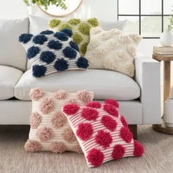 18"x18" Life Styles Tufted Pom Poms Square Throw Pillow - Mina Victory -Mina Comfort Outlet Store GUEST d8495064 821e 4469 80ec db19f80abf34
