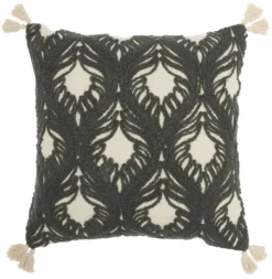 Mina Victory Life Styles Embroidered Feathers 18" X 18" Indoor Throw Pillow -Mina Comfort Outlet Store GUEST d9bbf057 3fdc 4f95 8116 572d71690d8e