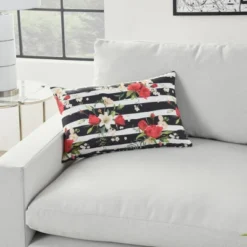 Reversible Indoor/Outdoor Rose And Zebra Print Throw Pillow Black/White - Mina Victory 11 Reversible Indoor/Outdoor Rose And Zebra Print Throw Pillow Black/White - Mina Victory -Mina Comfort Outlet Store GUEST e1179dc9 6839 479f 9b6e 486e12a14d9d