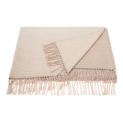 50"x70" Oversized Antler Solid Reversible Throw Blanket Beige - Mina Victory 1 50"x70" Oversized Antler Solid Reversible Throw Blanket Beige - Mina Victory