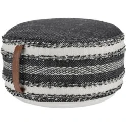 Mina Victory Woven Stripes Outdoor Pouf With Handle -Mina Comfort Outlet Store GUEST efb546c9 67e7 4f0c 9601 b11eec1b55b5