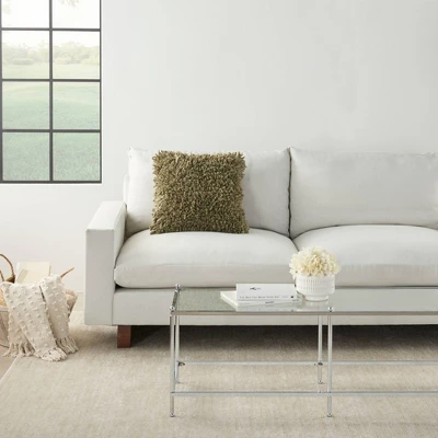 17"x17" Shag Chindi Short Cut Square Throw Pillow Sage - Mina Victory 2 17"x17" Shag Chindi Short Cut Square Throw Pillow Sage - Mina Victory - Image 2