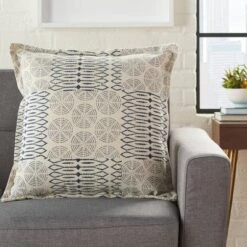 Life Styles Printed Circle Patch Oversize Square Throw Pillow Indigo - Mina Victory