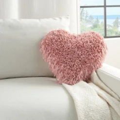 Shag Frame Heart Throw Pillow Pink - Mina Victory