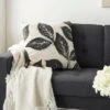 20"x20" Oversize Embroidered Leaves Square Throw Pillow - Mina Victory