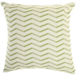 18"x18" Reversible Indoor/Outdoor Banana Leaf And Chevron Print Square Throw Pillow - Mina Victory