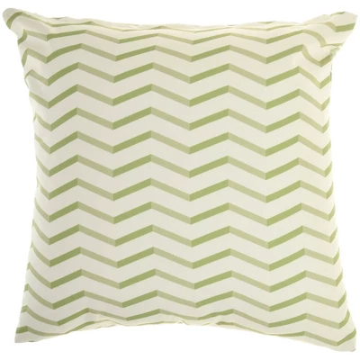 18"x18" Reversible Indoor/Outdoor Banana Leaf And Chevron Print Square Throw Pillow - Mina Victory 1 18"x18" Reversible Indoor/Outdoor Banana Leaf And Chevron Print Square Throw Pillow - Mina Victory