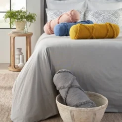 6"x20" Oversize Life Styles Distressed Diamond Cylinder Throw Pillow - Mina Victory