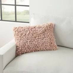 14"x20" Oversize Shag Chindi Short Cut Lumbar Throw Pillow Blush - Mina Victory -Mina Comfort Outlet Store GUEST fbff0f51 f4e7 4e8c 9c22 2a69ed5f79bb
